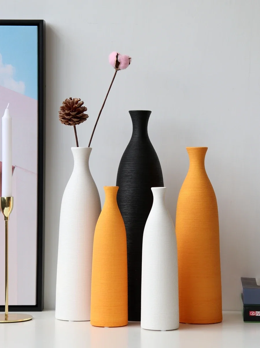 Tech Accessories For Office Desk - Simple Modern Black White Ceramic Vase