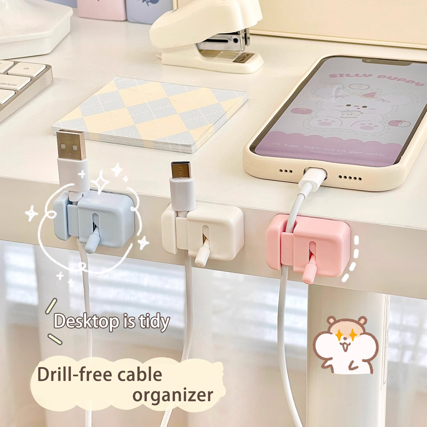 Desk Cable Clip - 1/2/3Pcs Desk Cable Management Clip No-Drill