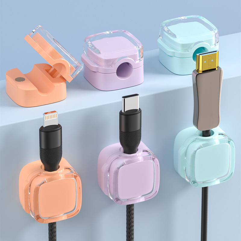 Desk Cable Clip - 3-Pack Colorful Magnetic Cable Clips Cable
