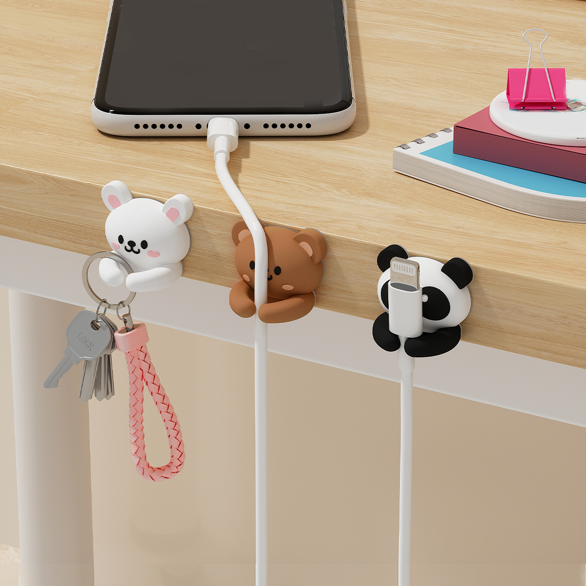 Desk Cable Clip - 2/3pcs Cute Cartoon Desktop Cable Organizer