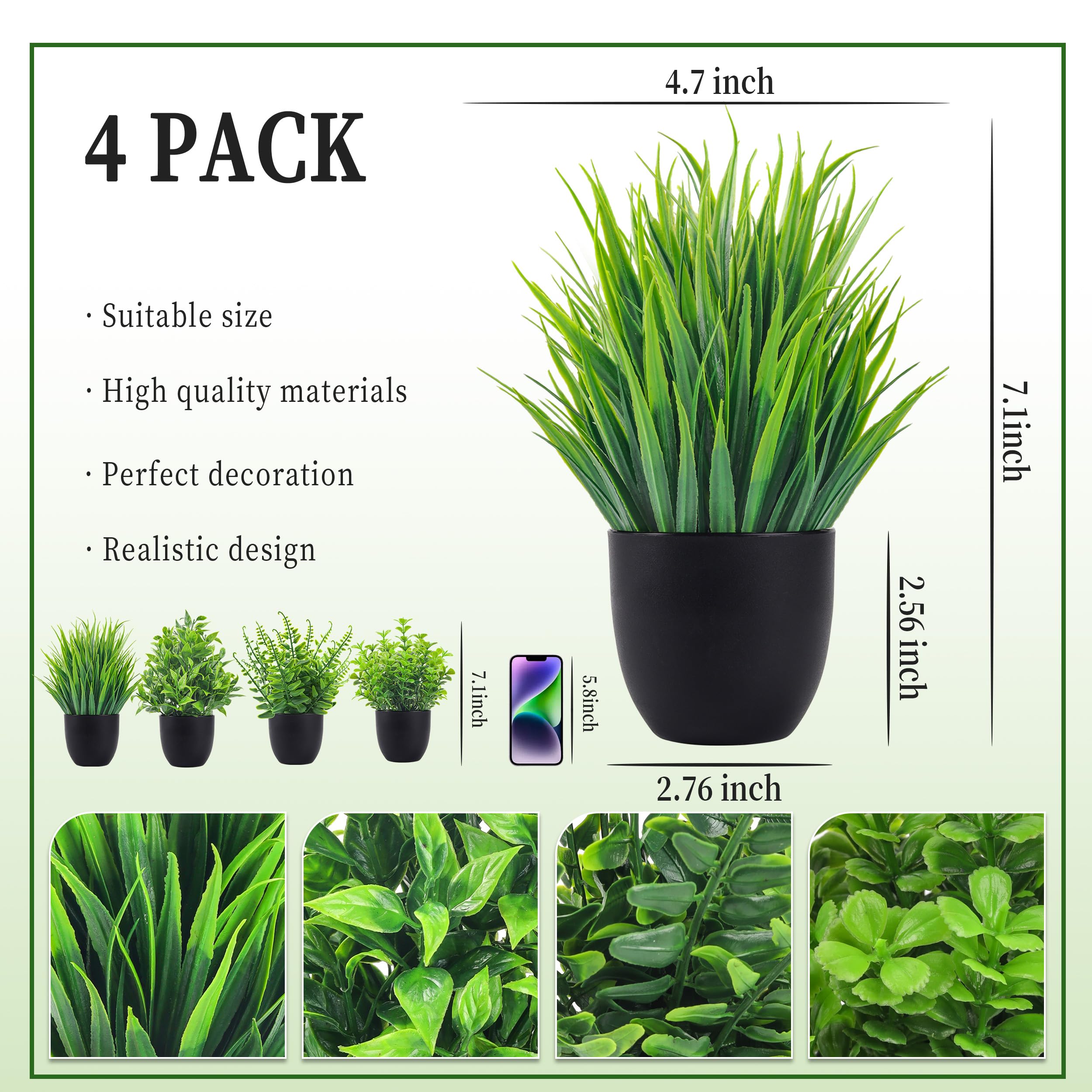 4 Packs Fake Plants Artificial - đánh giá và giá Tech Accessories For Office Desk