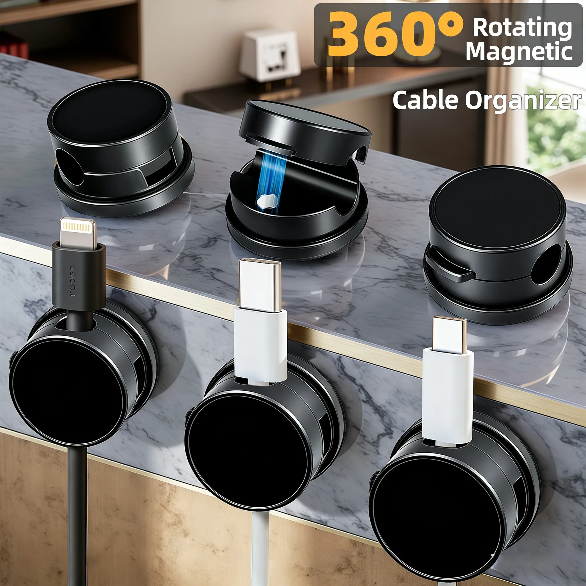 6PCS 360° Rotation Magnetic Ca - đánh giá và giá Desk Cable Clip