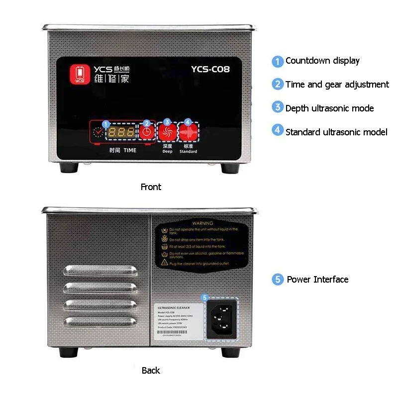 YCS YCS-C08 Ultrasonic Cleanin - đánh giá và giá Mobile Tech Accessories
