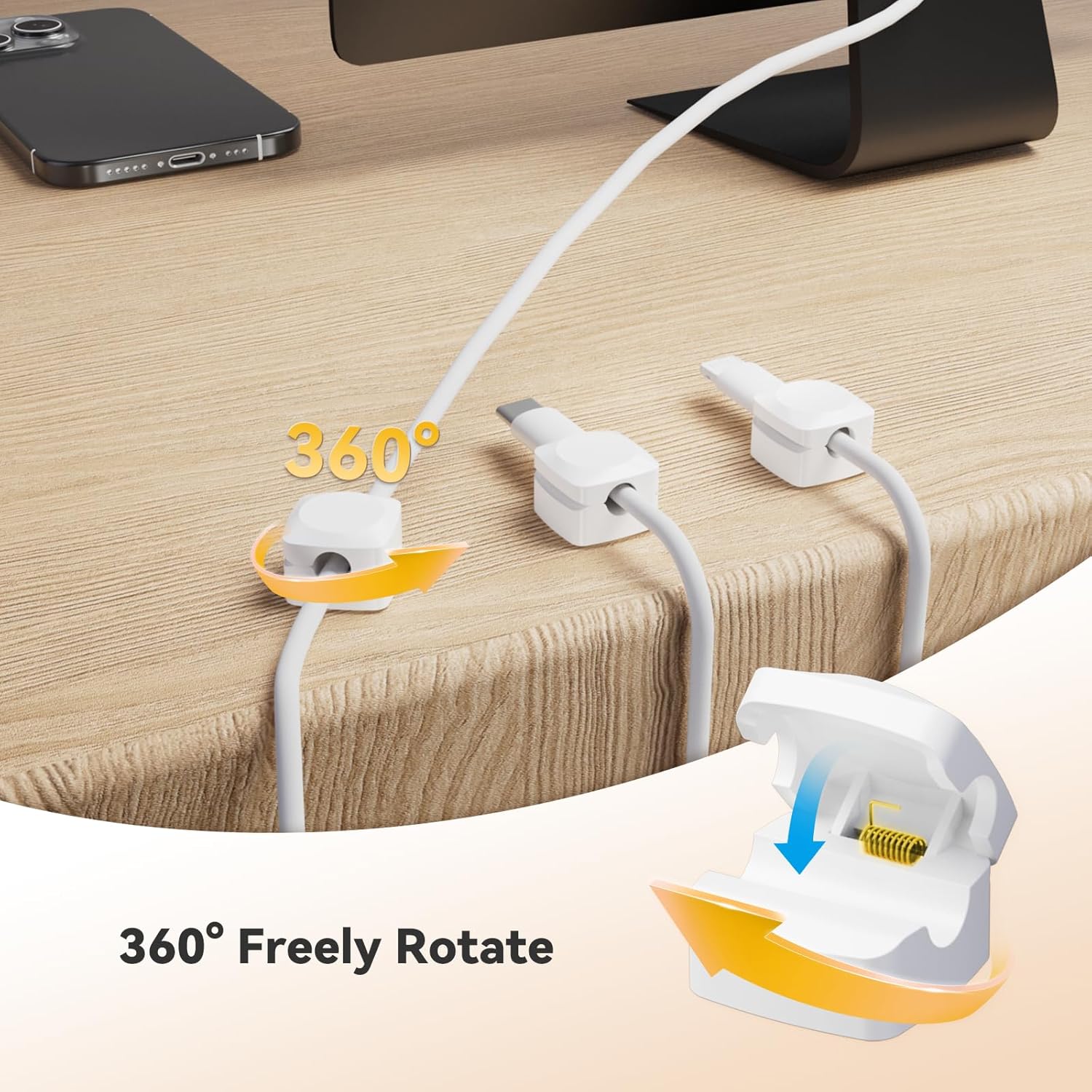 Rotatable Cord Organizer, Enha - đánh giá và giá Desk Cable Clip