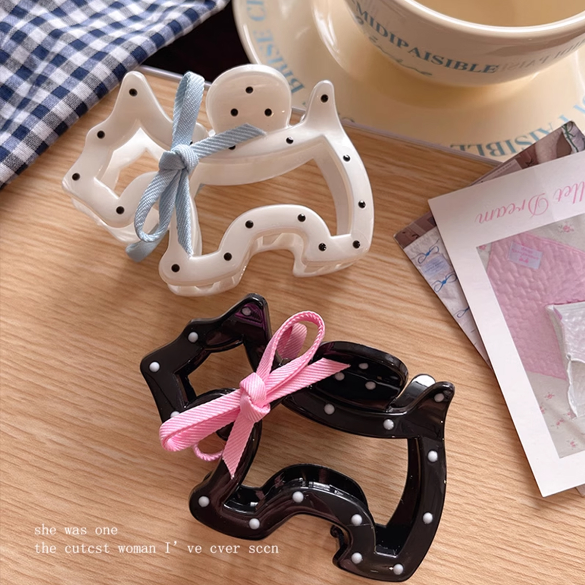 1pc bowknot polka dot dog claw - đánh giá và giá Hi Tech Accessories